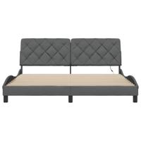 Bedframe met LED zonder matras 180x200 cm stof donkergrijs - thumbnail