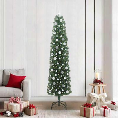VidaXL Kunstkerstboom groen 210 cm pvc en staal en kunststof VidaXL Kunstkerstboom groen 210 cm pvc en staal en kunststof