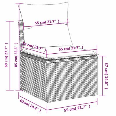 4-delige Loungeset met kussens poly rattan beige - thumbnail