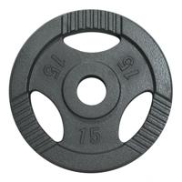 Halterschijf 15 kg Gripper Gietijzer Zilver - 50/51 mm - thumbnail