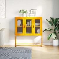 Dressoir 100,5x39x107 cm koudgewalst staal mosterdgeel - thumbnail