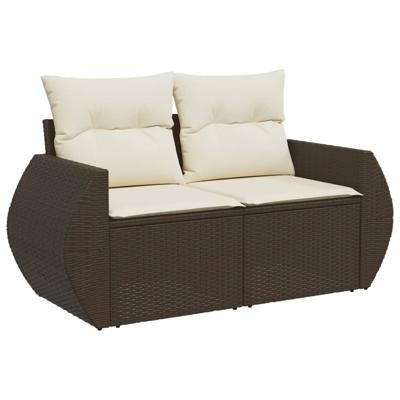 6-delige Loungeset met kussens poly rattan bruin - thumbnail
