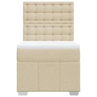 Boxspring met matras stof crèmekleurig 80x200 cm - thumbnail