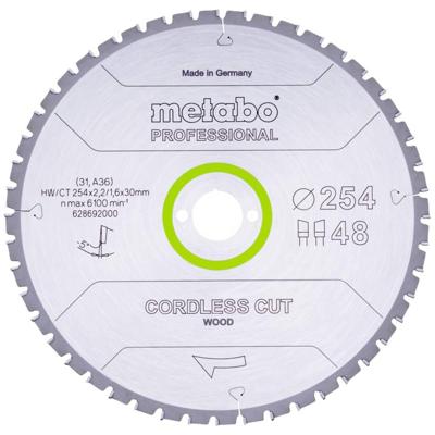 Metabo Accessoires Zaagblad "cordless cut wood - professional", 254x30 Z48 WZ 5°neg - 628692000