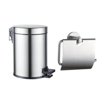 Fortifura Calvi toilet accessoireset - toiletrolhouder - met klep - pedaalemmer - 5 liter - geborsteld RVS SW1183145/SW1111578