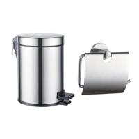 Fortifura Calvi toilet accessoireset - toiletrolhouder - met klep - pedaalemmer - 5 liter - geborsteld RVS SW1183145/SW1111578 - thumbnail
