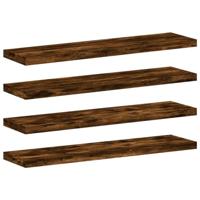 Wandschappen 4 st 40x10x1,5 cm bewerkt hout gerookt eikenkleur - thumbnail