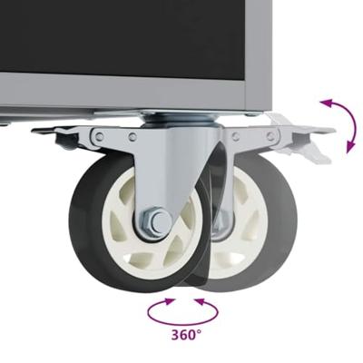 VidaXL Werkbank met plank met wiel zwart en grijs 75 x 45 x 85 cm