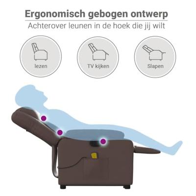 Sta-op-massagestoel verstelbaar kunstleer bruin