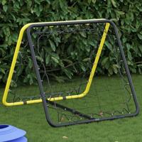 VidaXL Voetbalrebounder dubbelzijdig verstelbaar staal geel en zwart - thumbnail