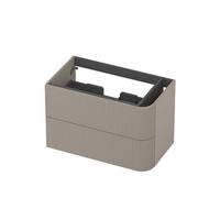 INK - Rechts Afgeronde Onderkast Gelakt 2 Laden Softclose met Gefreesd Front Tbv Grepen - 800x450x520 Mm - Mat Creme Cotton - thumbnail