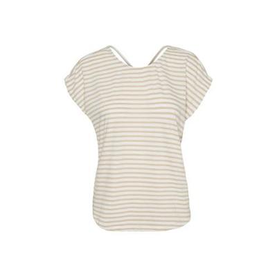 VERO MODA gestreepte top VMALONA van gerecycled polyester beige