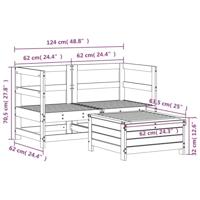 3-delige Loungeset massief grenenhout wit - thumbnail