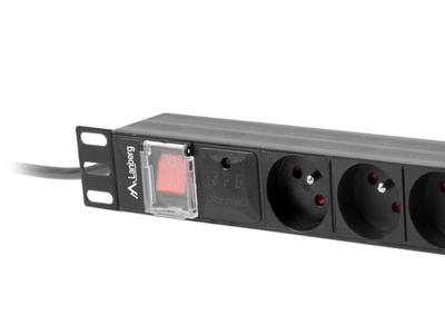 Lanberg PDU-08E-0200-BK energiedistributie 8 AC-uitgang(en) 1U Zwart