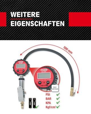 KS Tools 515.1970 Digitale persluchtbandenvulmeter, 0-14bar