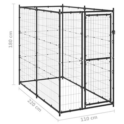 Hondenkennel voor buiten 110x220x180 cm staal - thumbnail