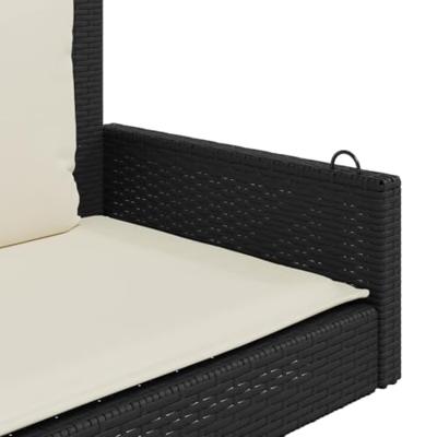 Schommelbank met kussens 119x56x48 cm poly rattan zwart Schommelbank met kussens 119x56x48 cm poly rattan zwart
