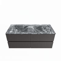 MONDIAZ VICA-DLUX 120cm badmeubel onderkast Dark grey 4 lades. Inbouw wastafel CLOUD dubbel zonder kraangat, kleur Lava. - thumbnail