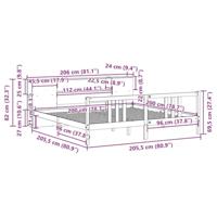 Bed met boekenkast zonder matras grenenhout wit 200x200 cm - thumbnail