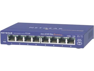Netgear ProSAFE Unmanaged Switch - FS108v3 - Desktop - 8 Fast Ethernet Poorten - 10/100 Mbps Netgear ProSAFE Unmanaged Switch - FS108v3 - Desktop - 8 Fast Ethernet Poorten - 10/100 Mbps