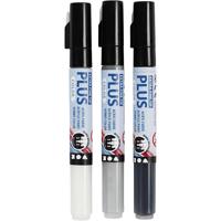 Creativ Company Plus color marker, l: 14,5 cm, lijndikte 0,7 mm, zwart, off-white, rain grey, 5,5 ml, 3 stuk/ 1 doos - thumbnail