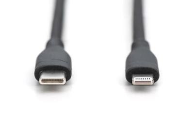 Digitus AK-600110-010-S USB-kabel USB 2.0 Apple Lightning stekker, USB-C stekker 1.00 m Zwart Flexibel, Zeer flexibel, Met USB, Silicone, Uitstekende Digitus AK-600110-010-S USB-kabel USB 2.0 Apple Lightning stekker, USB-C stekker 1.00 m Zwart Flexibel, Zeer flexibel, Met USB, Silicone, Uitstekende