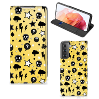 Mobiel BookCase Samsung Galaxy S21 Punk Geel - thumbnail