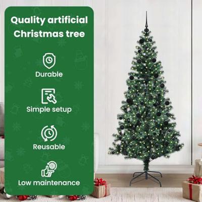 VidaXL Kunstmatig voorverlicht kerstboom groen 210 cm pvc en metaal