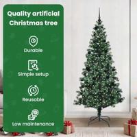 VidaXL Kunstmatig voorverlicht kerstboom groen 210 cm pvc en metaal - thumbnail