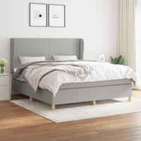 Boxspring met matras stof lichtgrijs 160x200 cm - thumbnail