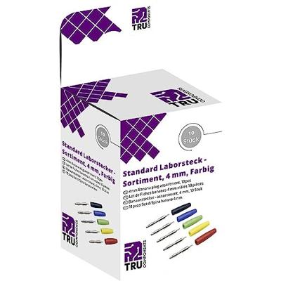 TRU COMPONENTS Assortiment laboratoriumconnectoren Stekker, recht Zwart, Rood, Blauw, Geel, Groen 10 onderdelen