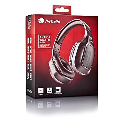 NGS ARTICA WRATH BLACK - Supra-aurale draadloze koptelefoon, compatibel met Bluetooth-technologie, ingebouwde microfoon, 10 uur batterijduur, Zwarte kleur