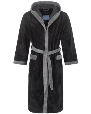 Morgenstern Morgenstern herenbadjas met capuchon Elio 2 zwart Maat M