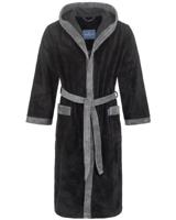 Morgenstern Morgenstern herenbadjas met capuchon Elio 2 zwart Maat M - thumbnail