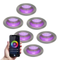 Set van 6 Mari - Smart inbouwspot - IP65 waterdicht - 5,5 Watt 345 Lumen - Wifi + Bluetooth - RGBWW - GU10 - Google Home, Amazon Alexa en Siri - Voor binnen, buiten en badkamer - RVS - thumbnail