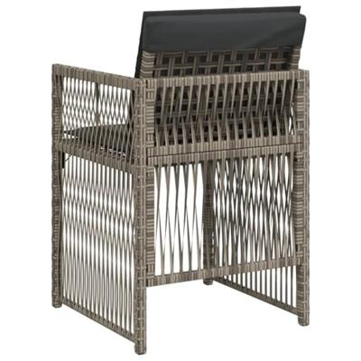 Tuinstoelen 4 st met kussens poly rattan grijs