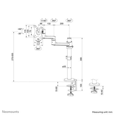 Schermtafel Support Neomounts DS60-425WH1 Wit 27"