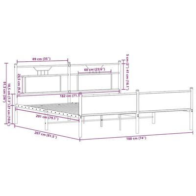Bedframe zonder matras metaal sonoma eikenkleurig 180x200 cm
