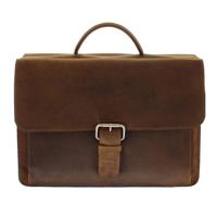 Plevier Newton 3-vaks Laptoptas 15,6 inch Pull-up Leer Bruin - thumbnail