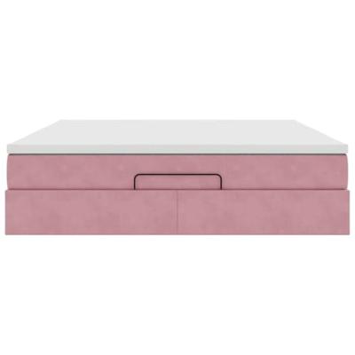 Ottoman bed met matras 180x200 cm fluweel roze