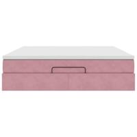 Ottoman bed met matras 180x200 cm fluweel roze - thumbnail