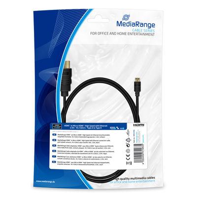 MediaRange MRCS186 HDMI kabel 2 m HDMI Type A (Standaard) HDMI Type D (Micro) Zwart MediaRange MRCS186 HDMI kabel 2 m HDMI Type A (Standaard) HDMI Type D (Micro) Zwart