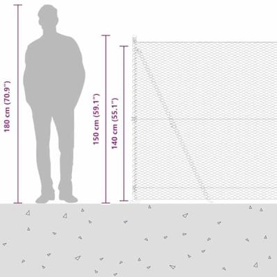 VidaXL Afrasteringspaal zilver 25 x 1,4 m (25 mm gaas) staal