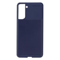 Shop4 - Samsung Galaxy S21 Hoesje - Zachte Back Case Carbon Donker Blauw - thumbnail