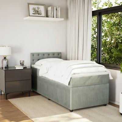 Boxspring met matras fluweel lichtgrijs 140x190 cm