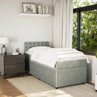 Boxspring met matras fluweel lichtgrijs 100x200 cm - thumbnail