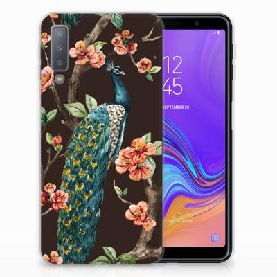Samsung Galaxy A7 (2018) | TPU Hoesje | Pauw met Bloemen Samsung Galaxy A7 (2018) | TPU Hoesje | Pauw met Bloemen