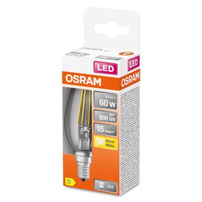 OSRAM HOMELIGHTING 4058075434981 LED-lamp Energielabel D (A - G) E14 Kaars 5.9 W = 60 W Warmwit (Ø x l) 35 mm x 100 mm 1 stuk(s)
