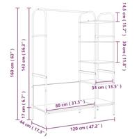 Kledingrek met plank Bruin 120 x 44 x 160 cm Bewerkt hout - thumbnail