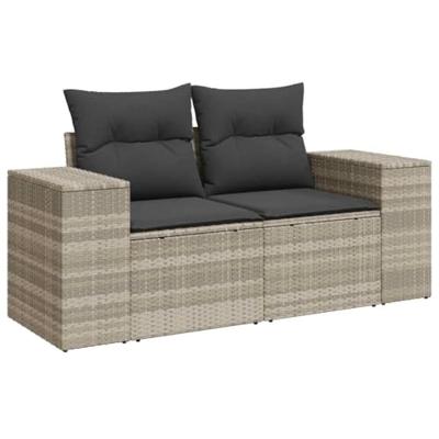 6-delige Loungeset met kussens poly rattan lichtgrijs